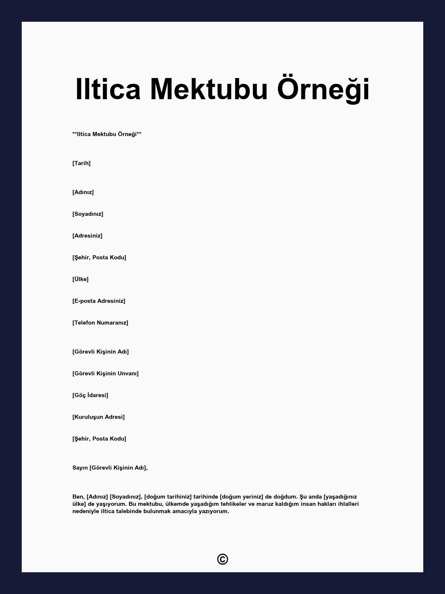 Iltica Mektubu Örneği