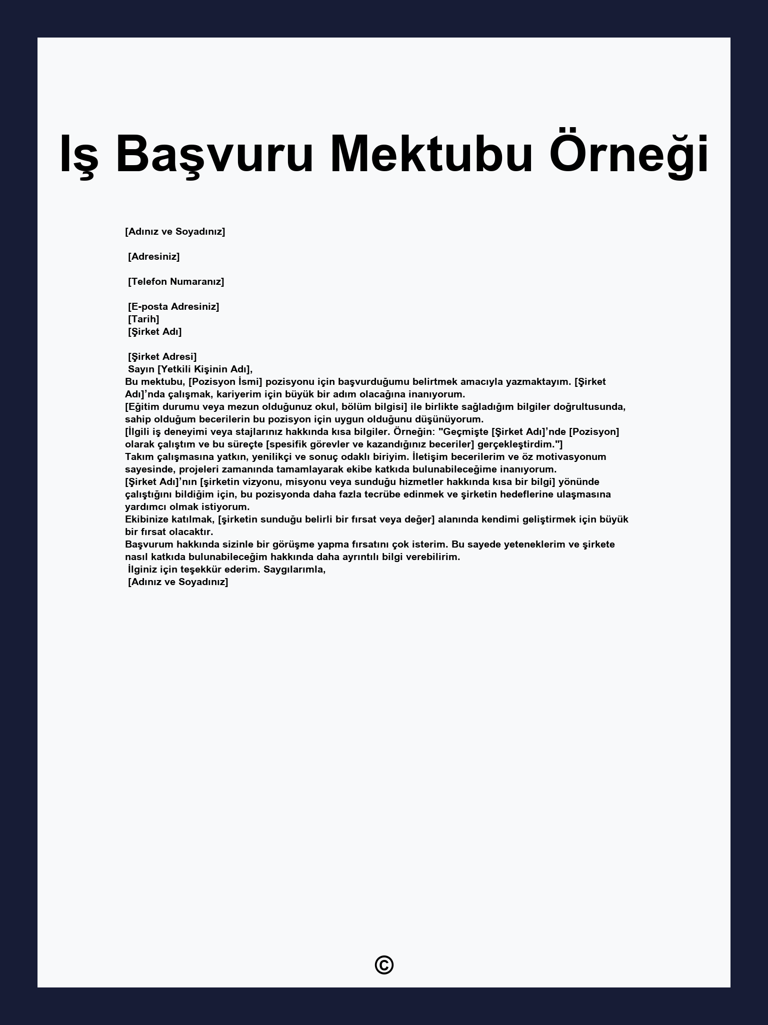 Iş Başvuru Mektubu Örneği