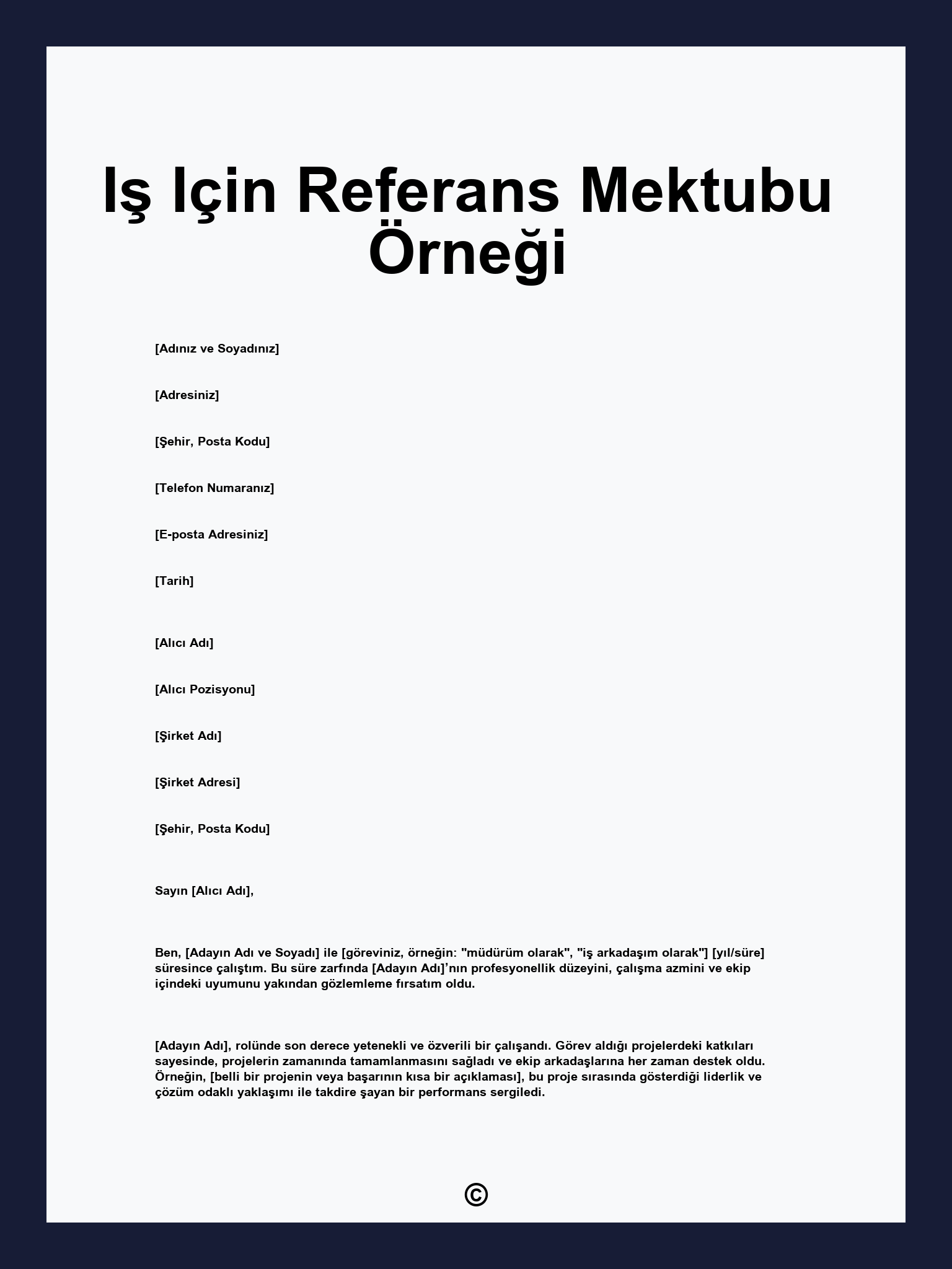 Iş Için Referans Mektubu Örneği