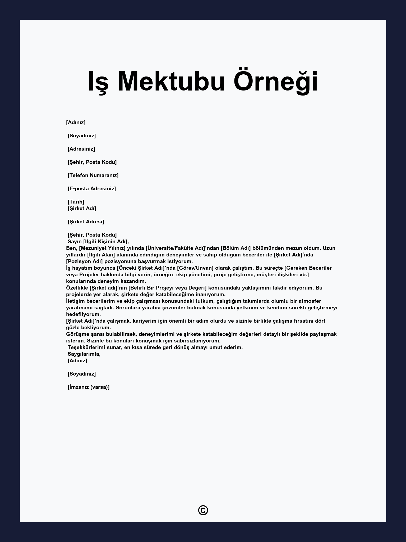 Iş Mektubu Örneği