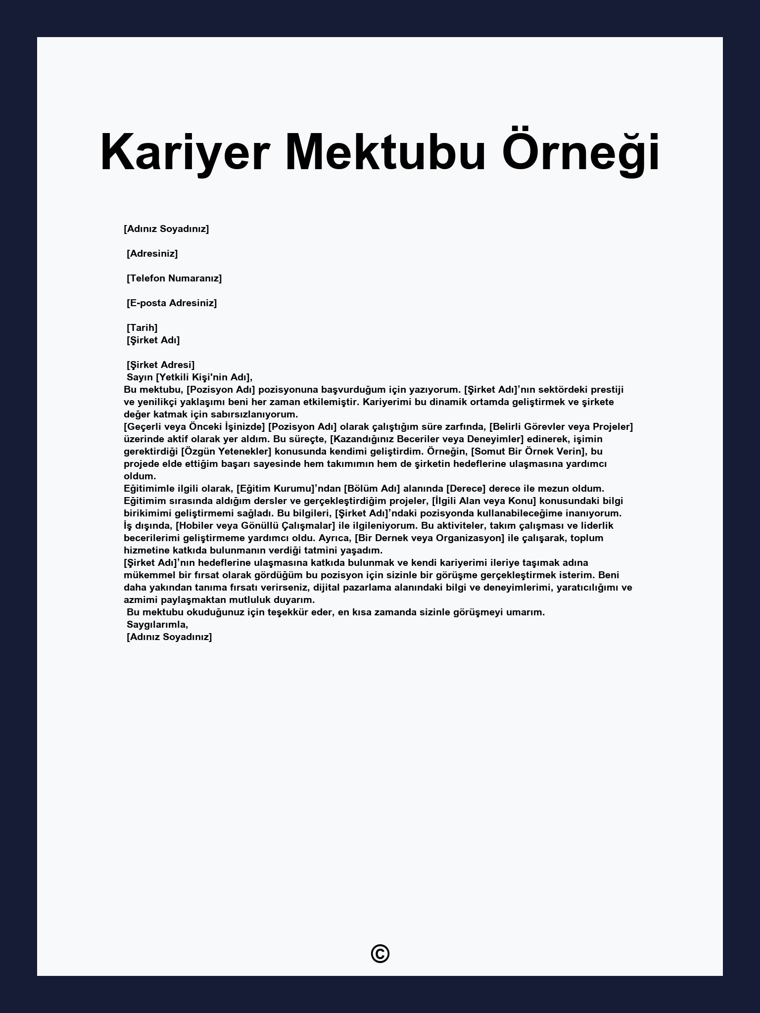 Kariyer Mektubu Örneği