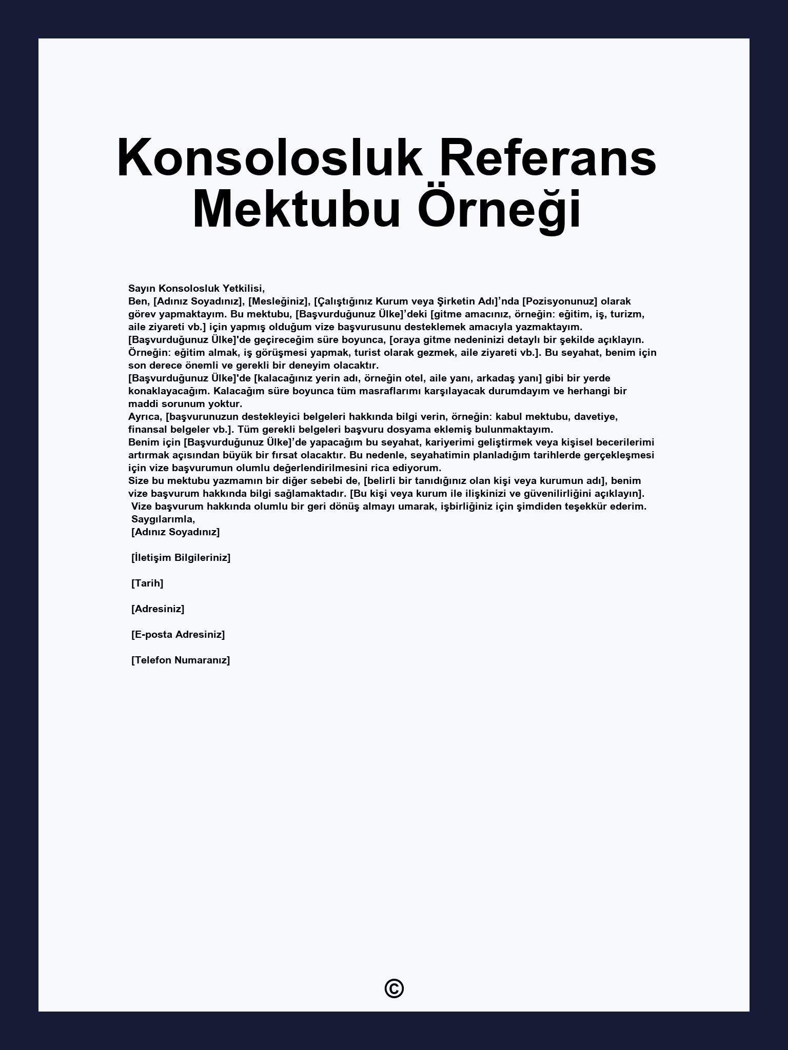 Konsolosluk Referans Mektubu Örneği